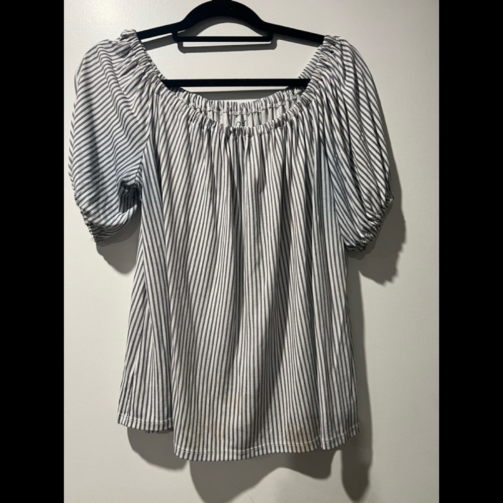 Striped short sleeve blouse